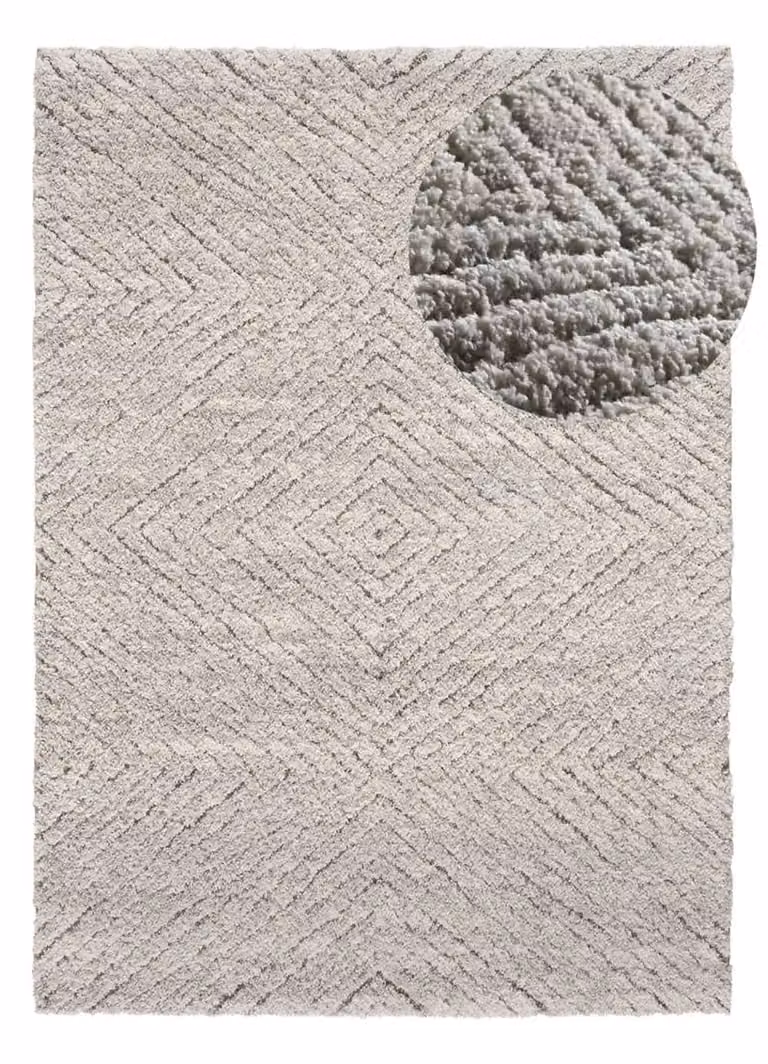 Alfombra shaggy de estilo escandinavo Atticgo con diseño geométrico en color gris plata, An/P: 120 x 170 cm
