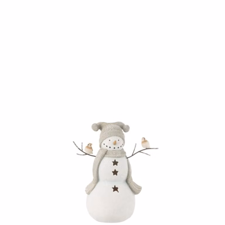 Muñeco de nieve decorativo J-line multicolor de polirresina An/P/Al: 23.5 x 14 x 27.5 cm