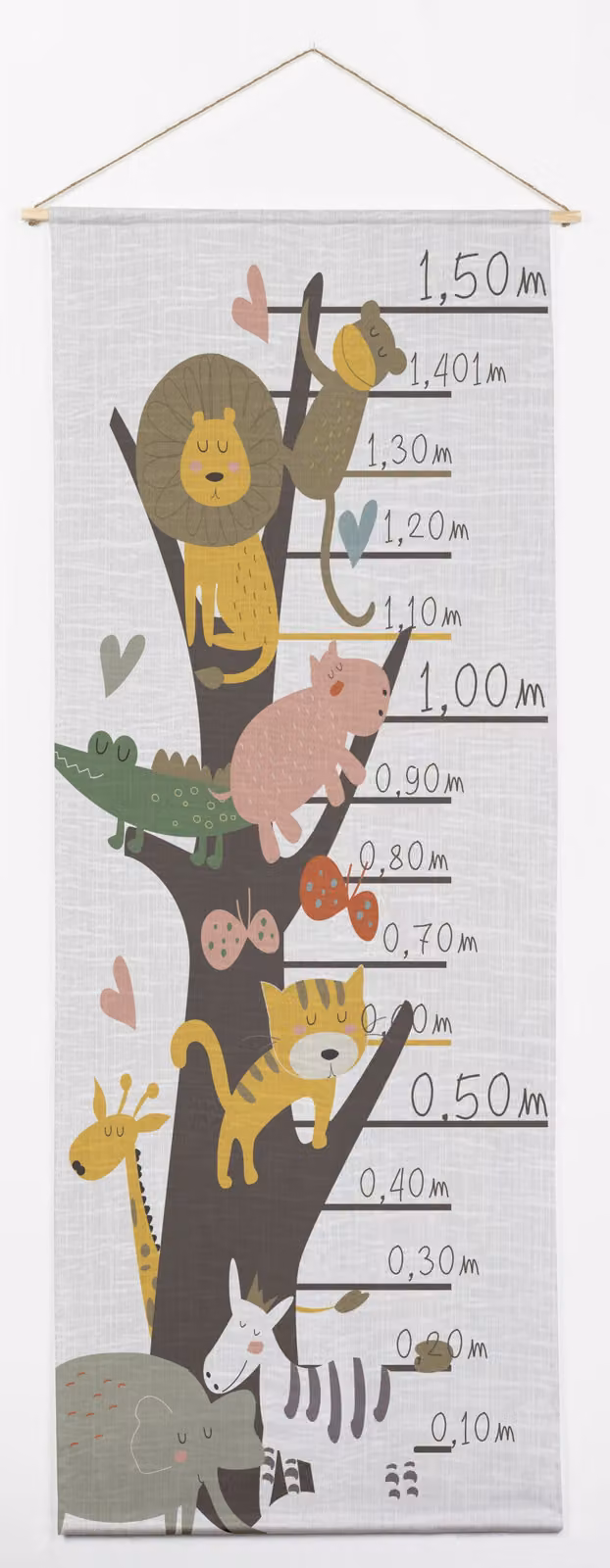 Medidor de estatura mural textil de animales multicolor RNT by Really Nice Things