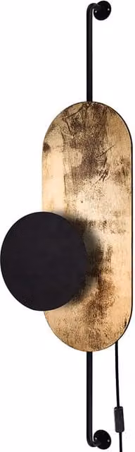 Aplique de pared Wheel de Nowodvorski Lighting en madera, metal, negro y dorado con casquillo G9