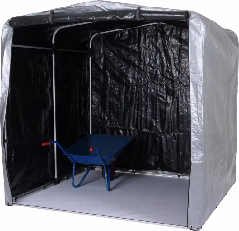 Caseta de jardín Mendler HWC-N61 de aluminio y plástico, impermeable con protección UV, color plateado, An/P/Al: 201 x 201 x 201 cm