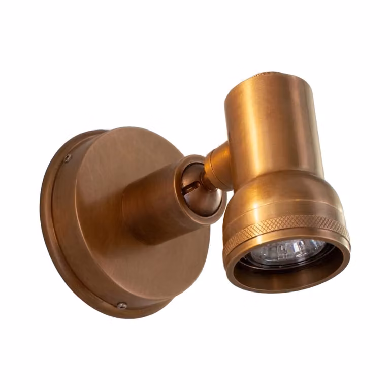 Aplique de pared moderno en latón y cobre con bombilla GU10 ajustable para lectura en dormitorio o pasillo