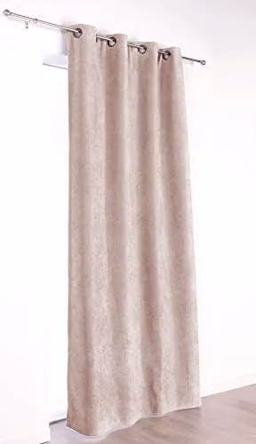 Cortina Linder de terciopelo beige con ojales, térmica y opaca, An/P/Al: 140 x 260 cm