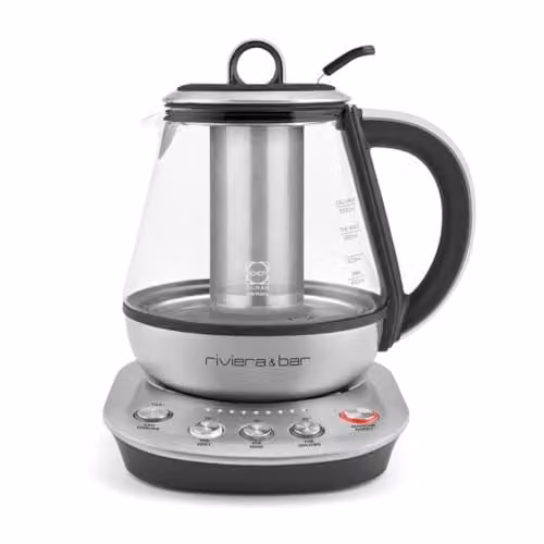 Tetera programable Riviera&bar Fujian Zen BTH450 de acero inoxidable y cristal, 1 l, 800 W, color plata y transparente