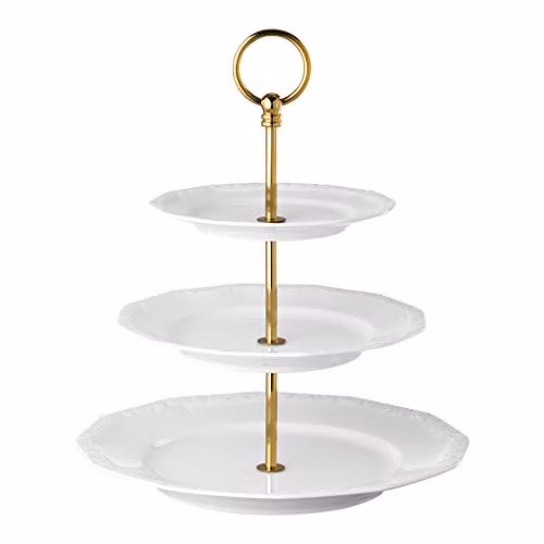 Bandeja para postres de tres alturas Rosenthal Maria en porcelana blanca de forma redonda