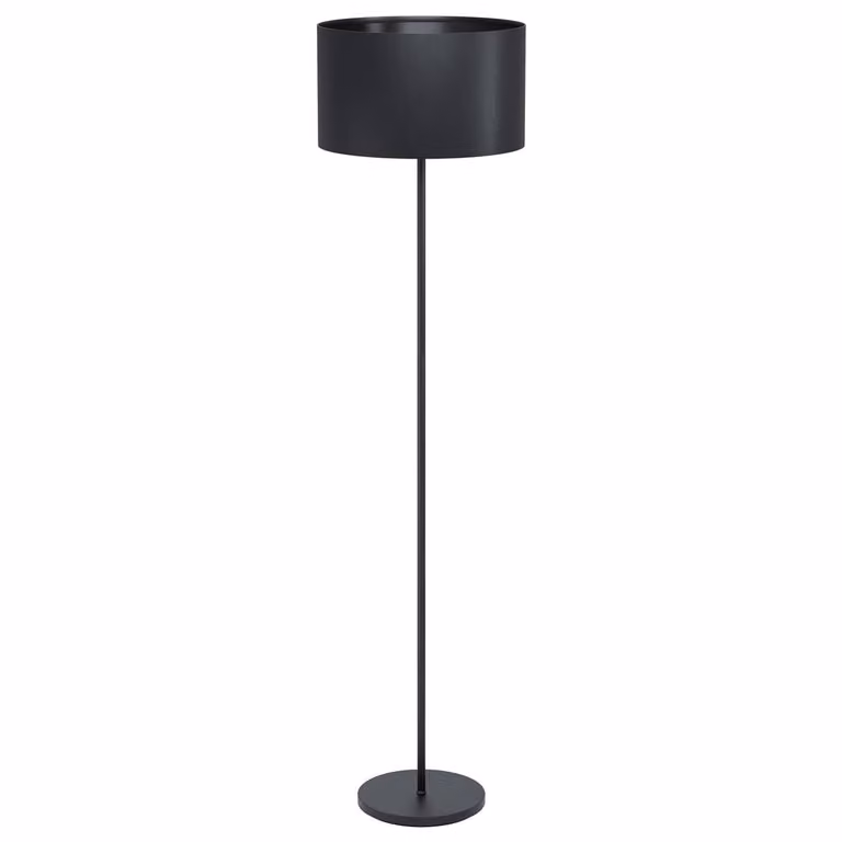 Lámpara de pie Eglo Maserlo negra para salón o dormitorio con pantalla textil y estructura de metal, casquillo E27, IP20, Clase II, An/P/Al: 40 x 40 x 151,5 cm