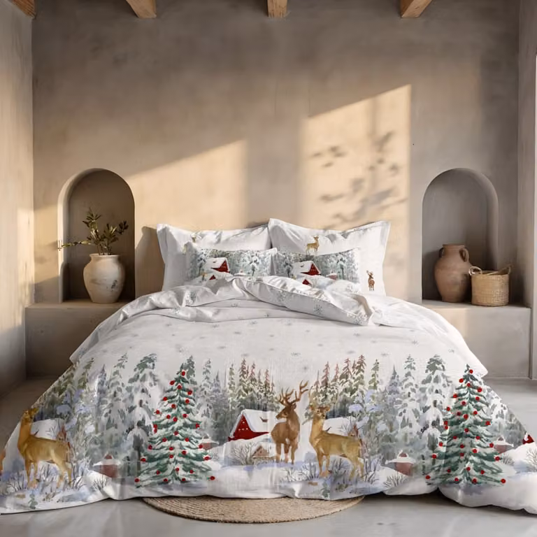 Funda nórdica de Navidad Muare Home multicolor en poliéster de 200 x 200 cm