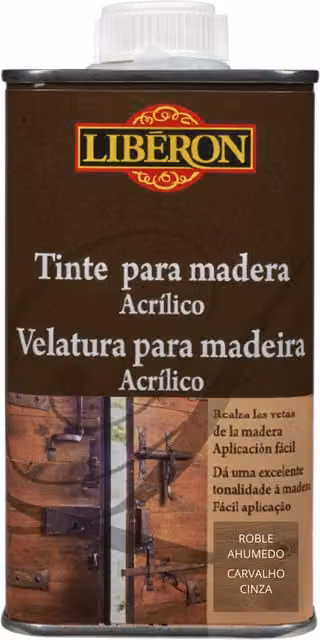 Tinte para madera Libéron color roble ahumado con acabado mate, base agua, 0,25 l
