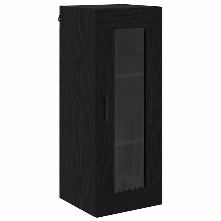Armario de pared moderno vidaXL en roble negro con puertas de cristal y estantes internos, An/P/Al: 34 x 34 x 90 cm