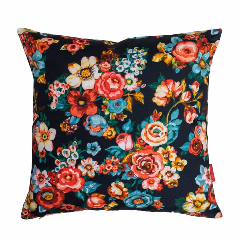 Funda de cojín exterior Vent de Bohème con estampado floral en azul y multicolor, An/An/Al: 45 x 45 x 45 cm