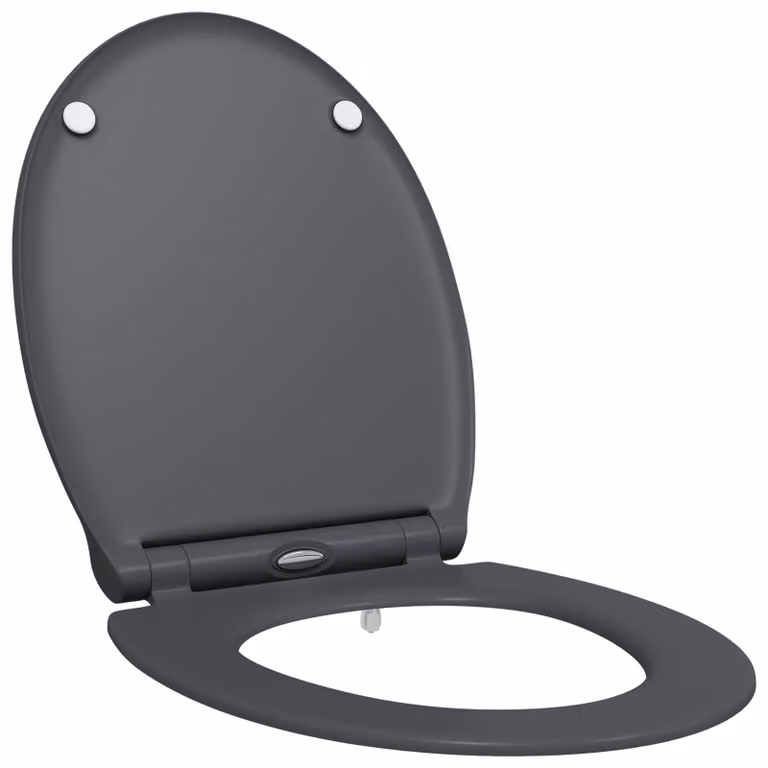 Asiento de WC ovalado vidaXL en gris antracita de duroplast, An/P/Al: 45,5 x 37,5 x 3,8 cm