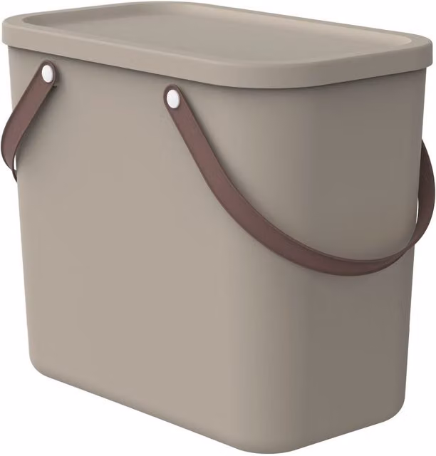 Sistema de almacenamiento Rotho Albula de 25 l con asas, apilable, color beige