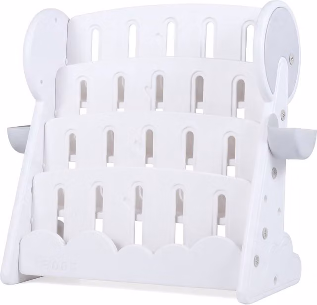 Estantería infantil NORTHIX de 4 niveles con cajas de almacenaje y estantes reversibles, multicolor (blanco y gris) An/P/Al: 79 x 42 x 42 cm
