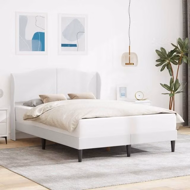 Estructura de cama Maison exclusive en cuero sintético blanco, An/P/Al: 140 x 200 x 101 cm