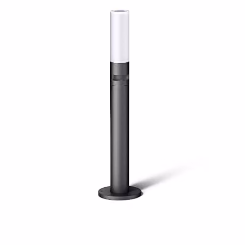 Bolardo luminoso LED Steinel GL 65 S con sensor de movimiento y crepuscular para jardín y caminos, Altura: 77 cm, Gris