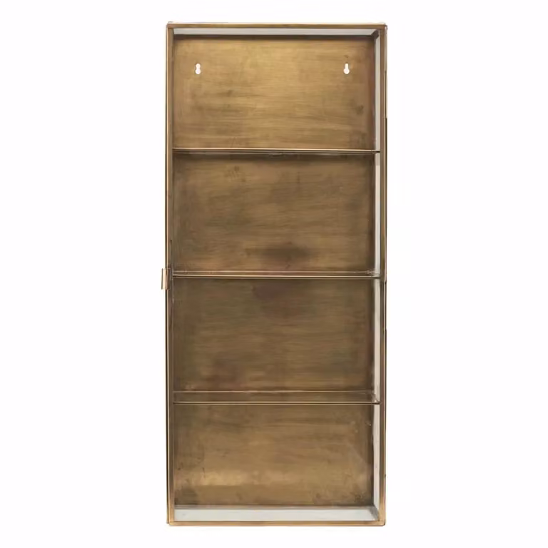 Vitrina House Doctor de metal dorado con puertas y estantes de cristal