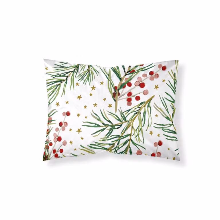 Funda de almohada Muare Home multicolor con diseño floral de Navidad, 100% poliéster, 65 x 65 cm