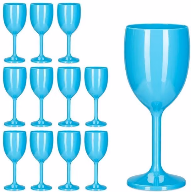 Copas de vino de plástico NORTHIO en color azul para adultos