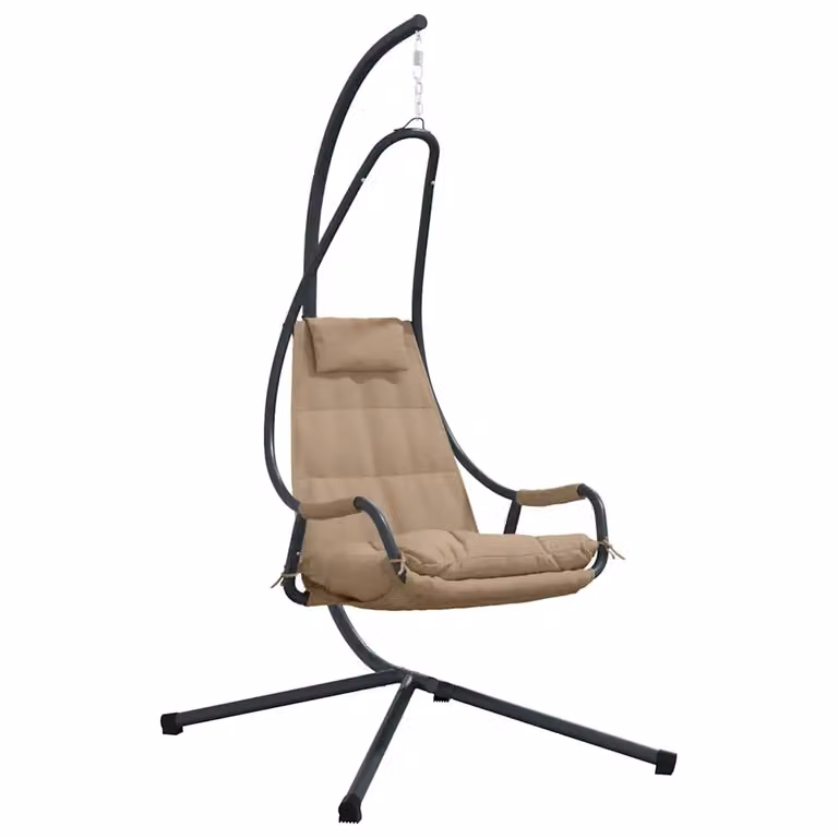 Silla huevo colgante vidaXL con estructura de acero y cojines en color taupé, An/P/Al: 94 x 107 x 196,5 cm