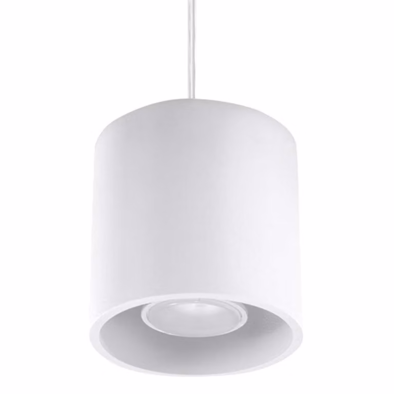Lámpara colgante moderna Sollux de aluminio blanco con diseño cilíndrico y altura ajustable de 110 cm