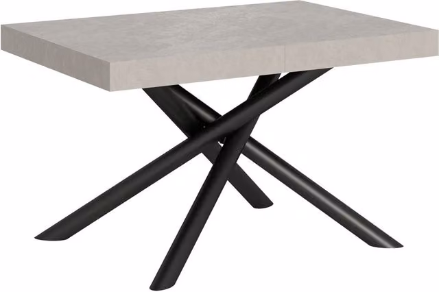 Mesa extensible Fama de diseño moderno con acabado efecto madera cachemira y estructura de metal en color antracita, An/P/Al: 90 x 120/224 x 77 cm