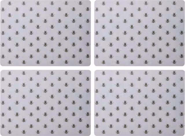 Juego de 4 manteles individuales Creative Tops con diseño de abejas, antideslizantes y resistentes a las manchas, con reverso de corcho, multicolor y blanco, An/P: 40 x 40 cm