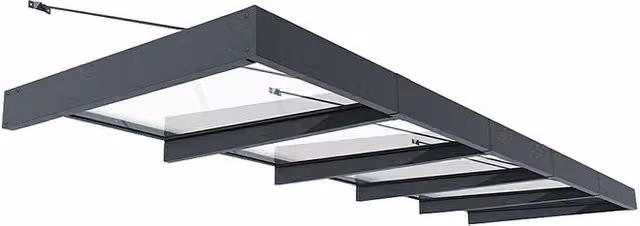 Marquesina para puerta Palram Sophia XL en gris antracita con techo blanco opal, An/P/Al: 471 x 140 x 17 cm