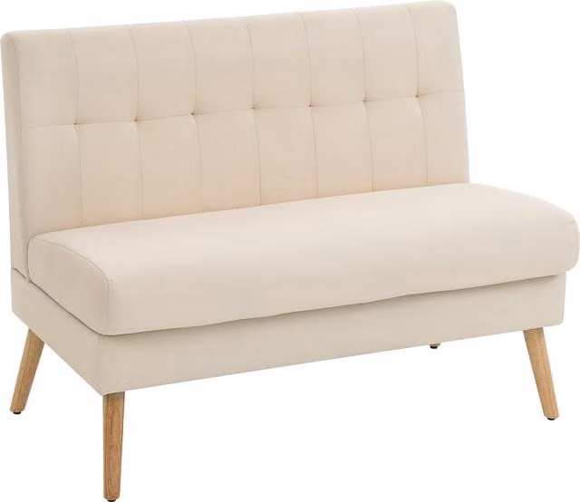 Sofá de 2 plazas HOMCOM estilo Chesterfield con respaldo capitoné, tapizado en lino y patas de madera en color beige