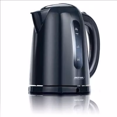 Hervidor de agua eléctrico inalámbrico MPM MCZ-85/G1 de 1,7 l, 2200 W, con filtro antical y apagado automático, color negro