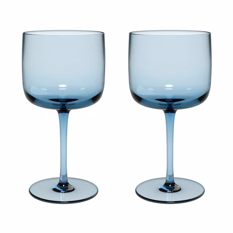 Juego de 2 copas de vino Like de Villeroy & Boch en cristal color azul hielo, capacidad 270 ml