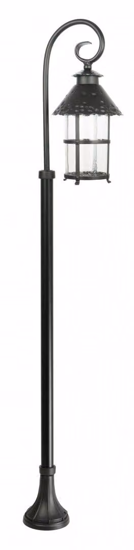 Lámpara de pie exterior tipo farol Toledo K 5002/1/R de la marca Suma en color negro con acabado en aluminio y cristal transparente