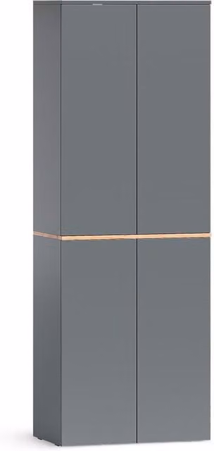 Armario alto Vicco Viktor en antracita y roble dorado con puertas batientes, An: 68 cm, P: 40.5 cm, Al: 188.6 cm