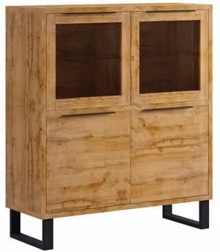 Vajillero Eden de PETITS MEUBLES con 4 puertas, madera de roble y metal en color marrón y negro, An/P/Al: 140 x 45 x 109 cm