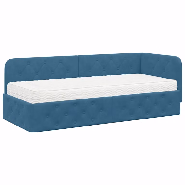 Estructura de cama moderna vidaXL tapizada en terciopelo azul de 80 x 200 cm