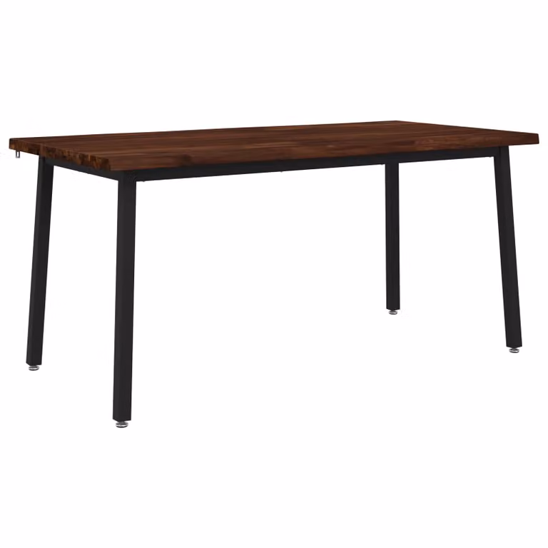 Mesa de comedor moderna vidaXL de madera de acacia con borde natural y color marrón, An/P/Al: 160 x 80 x 75 cm