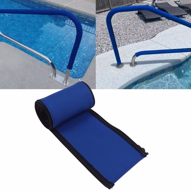 Barandilla de seguridad de neopreno antideslizante con cremallera NOSHEIR azul de 3 metros para escalones de piscina