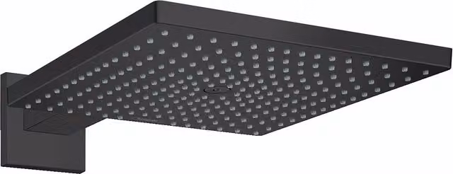 Ducha superior Hansgrohe Raindance E 300 Air 1jet con brazo, negra mate, cuadrada, con sistema antical y montaje en pared