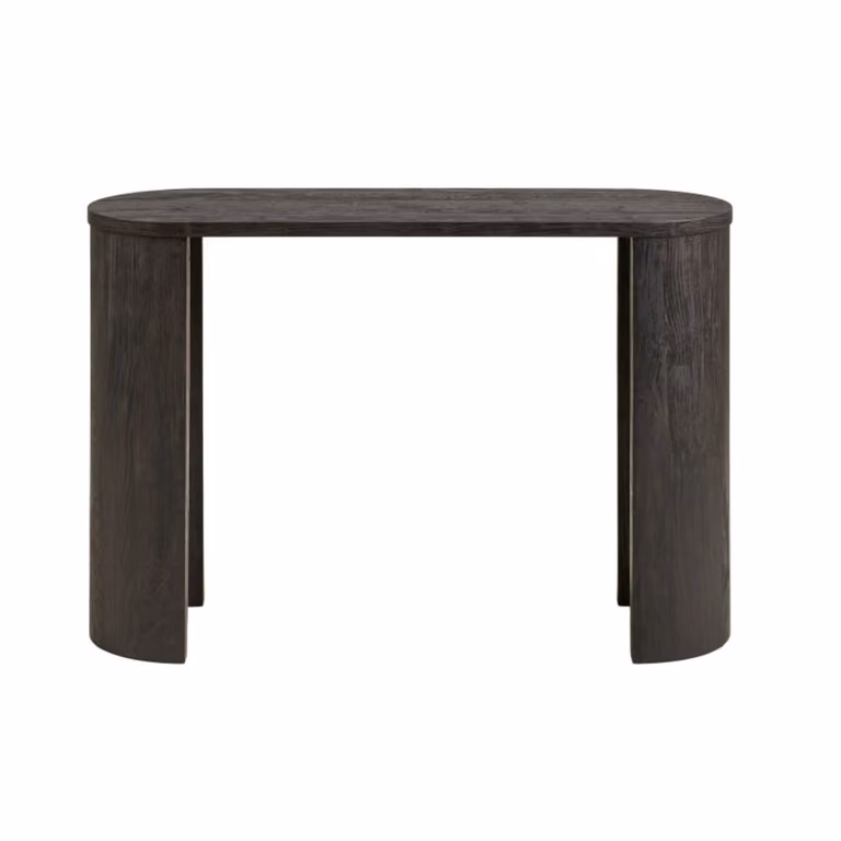 Mesa consola minimalista MOLOO de metal y madera en color marrón con acabado mate y Ancho: 114 cm