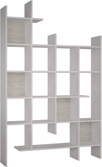 Librería de madera MENZZO en color blanco, diseño moderno y acabado mate, An/P/Al: 122 x 25 x 188 cm