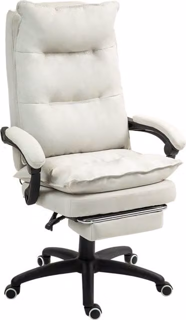 Silla de escritorio ejecutiva Vinsetto de Aosom con masaje, respaldo reclinable, reposapiés, altura ajustable y giro de 360 grados en color beige