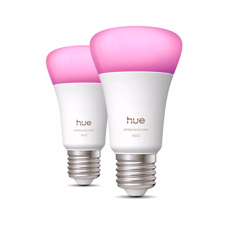Pack de 2 bombillas inteligentes Philips Hue White & Color Ambiance LED E27 de 10,5W con tecnología Bluetooth y RGB