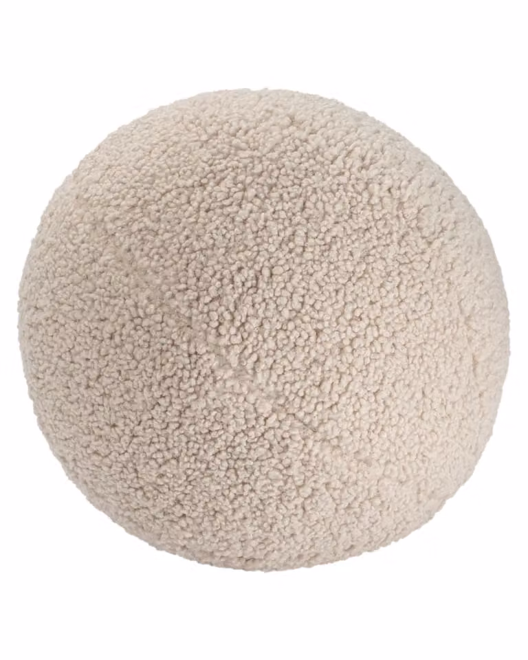 Cojín redondo de tejido bouclé Wigiwama en color beige, Diámetro: 35 cm