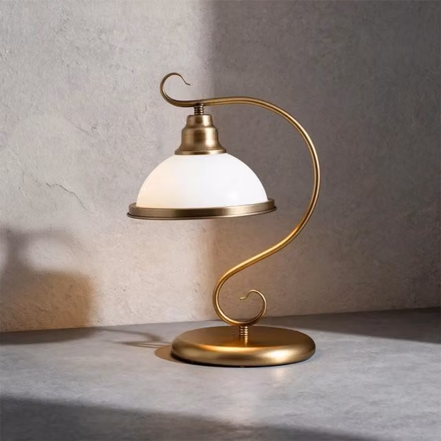 Lámpara de mesa Rabalux de estilo clásico en bronce y cristal con casquillo E27