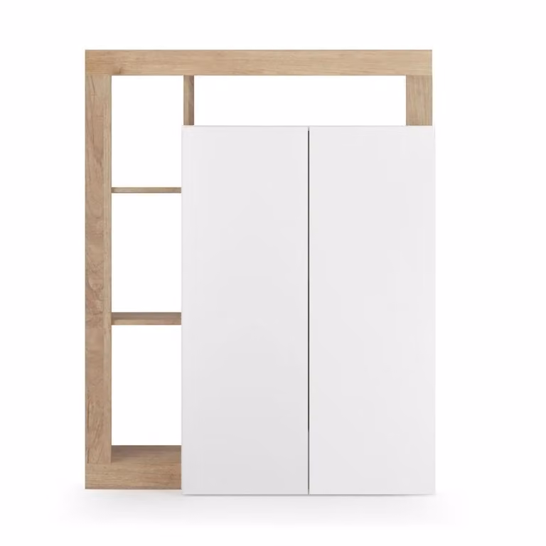 Mueble zapatero Calicosy moderno en color blanco con puertas y estantes para pasillo An/P/Al: 138.5 x 30 x 30 cm