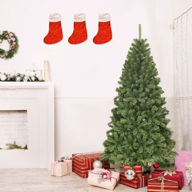 Árbol de Navidad Artificial NORTHIX Verde con Base de Metal y Material de PVC, Altura: 180 cm