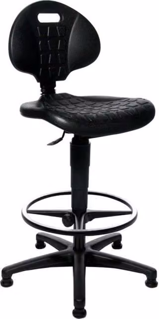 Silla de oficina giratoria Topstar Tec 20 en color negro con aro reposapiés y tapicería de piel sintética