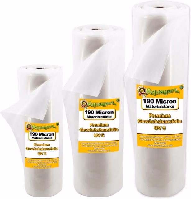 Película de plástico transparente AQUAGART para invernadero y protección de jardín con protección UV de 600 cm de ancho