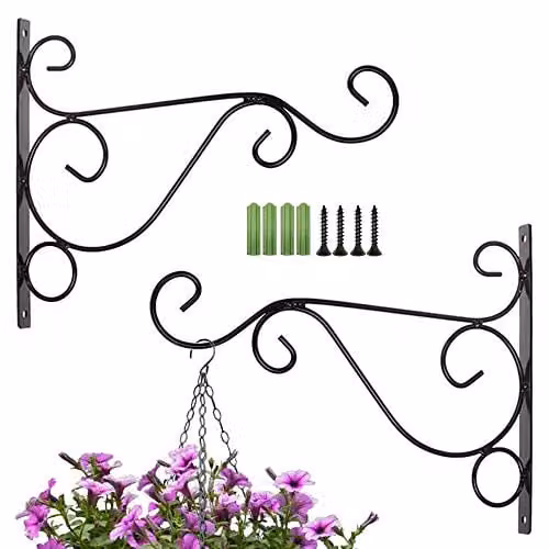Set de 2 soportes de pared XNJIHWA para colgar macetas y decoración en metal negro, An/Al: 25 x 20 cm