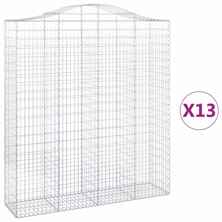 Set de 13 cestas de gaviones Syfax en forma de arco de acero galvanizado color plata An/P/Al: 200 x 50 x 220/240 cm
