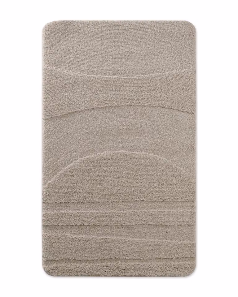 Alfombra de baño Wecon Home en relieve gris, rectangular y antideslizante, An/P: 80 x 150 cm